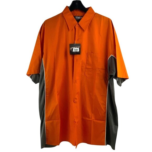 Tri-Mountain TRM Racing Mens Orange & Gray Short Sleeve Button-Up Shirt XL Hikin - Picture 1 of 6